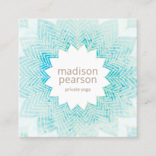Tarjeta De Visita Cuadrada Agua turquesa Lotus Mandala Flor Yoga