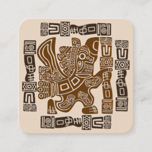 Tarjeta De Visita Cuadrada Águila azteca guerrera arte tribal antiguo