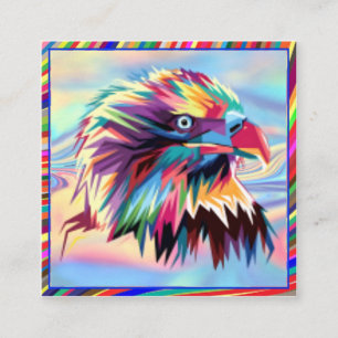 Tarjeta De Visita Cuadrada Águila Calva Diseño Geométrico Prismático-80590