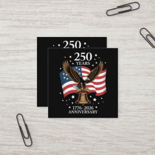 Tarjeta De Visita Cuadrada Águila y Bandera 250 Años de América 1776-2026