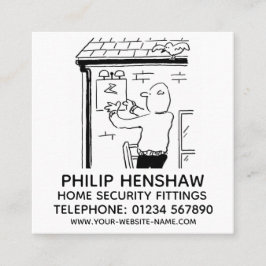 Tarjeta De Visita Cuadrada Alarmas y conexiones de seguridad residencial