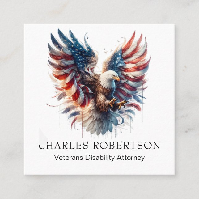 Tarjeta De Visita Cuadrada *~* Alas AP16 de la Bandera Americana QR (Anverso)