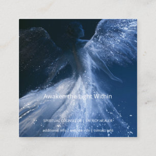 Tarjeta De Visita Cuadrada Alas de Luz Estelar Ángel Alado