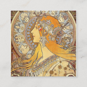 Tarjeta De Visita Cuadrada Alfonso Mucha Zodiaco