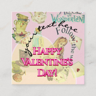 Tarjeta De Visita Cuadrada Alice in Wonderland Valentine's Day Cards