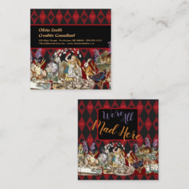 Tarjeta De Visita Cuadrada Alicia en Gato de Cheshire Loco de Maravilla