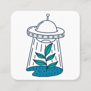 Tarjeta De Visita Cuadrada Aliens UFO