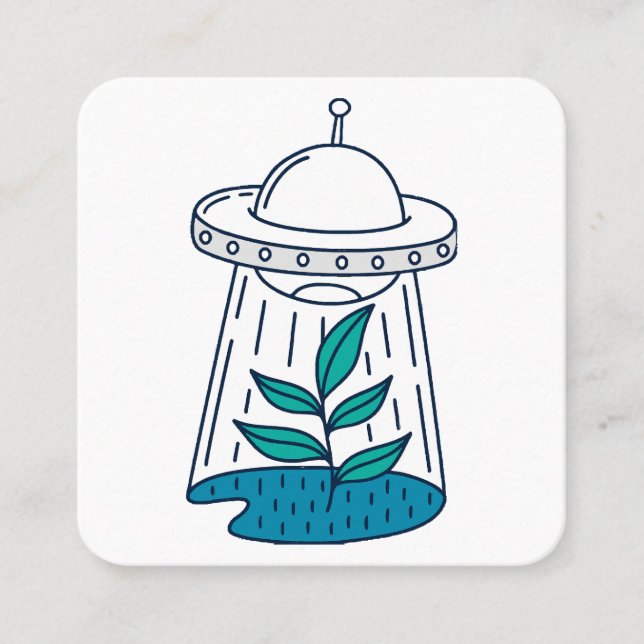Tarjeta De Visita Cuadrada Aliens UFO (Anverso)