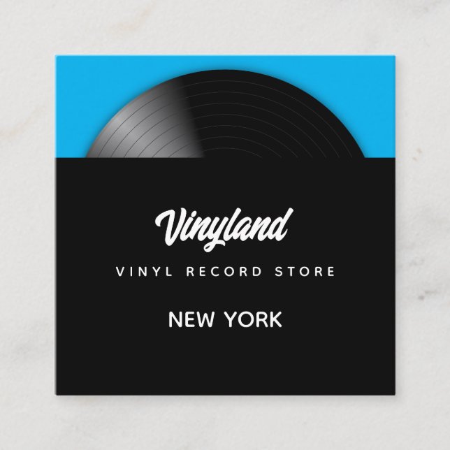 Tarjeta De Visita Cuadrada Almacén de registros de vinilo (Anverso)