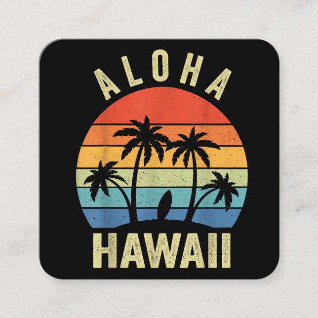 Tarjeta De Visita Cuadrada Aloha Hawaii Hawaii Isla Shirt Palm Beach Surf (Anverso)