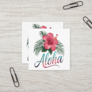 Tarjeta De Visita Cuadrada Aloha Islas Hawaianas Hawái Flor de Hibisco