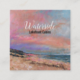 Tarjeta De Visita Cuadrada Alquiler de pintura costera en el paisaje marino