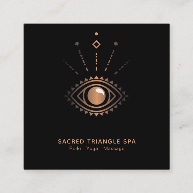 Tarjeta De Visita Cuadrada *~* Alquimia de Geometría Sagrada del Chamán Ojo M (Anverso)