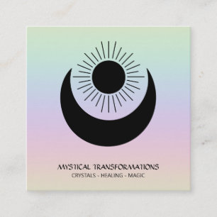 Tarjeta De Visita Cuadrada *~* Alquimia mágica luna sol universo cósmico ar