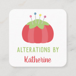 Tarjeta De Visita Cuadrada Alteraciones hechas a mano por Dressmaker Pincushi