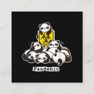Tarjeta De Visita Cuadrada Amantes de Panda  Pandemia divertida de Cute Panda