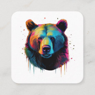 Tarjeta De Visita Cuadrada Amantes del oso pardo arte pop Gran oso pardo
