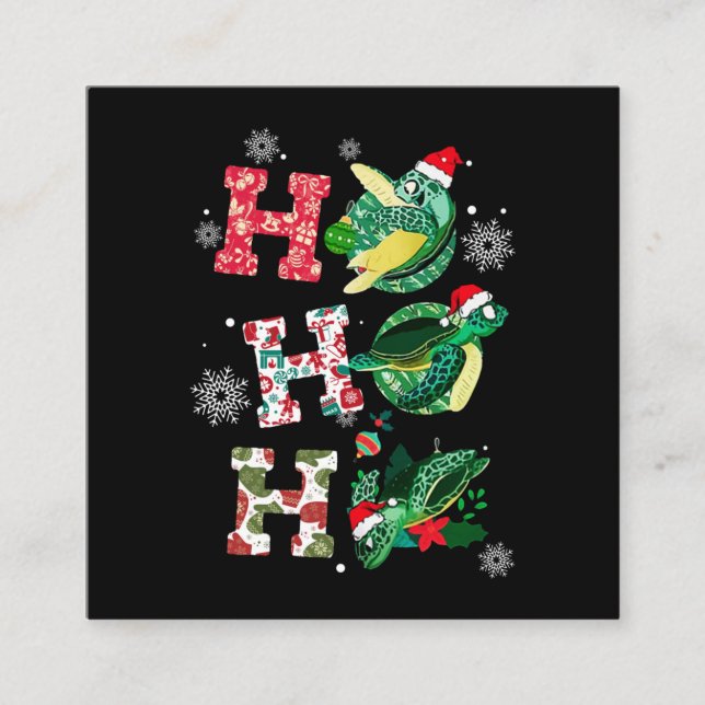 Tarjeta De Visita Cuadrada Amantes divertidos de los Navidades de tortugas (Anverso)