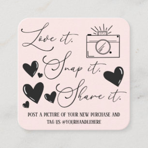 Tarjeta De Visita Cuadrada Amar Snap Share Camera Hearts Script Etsy Business