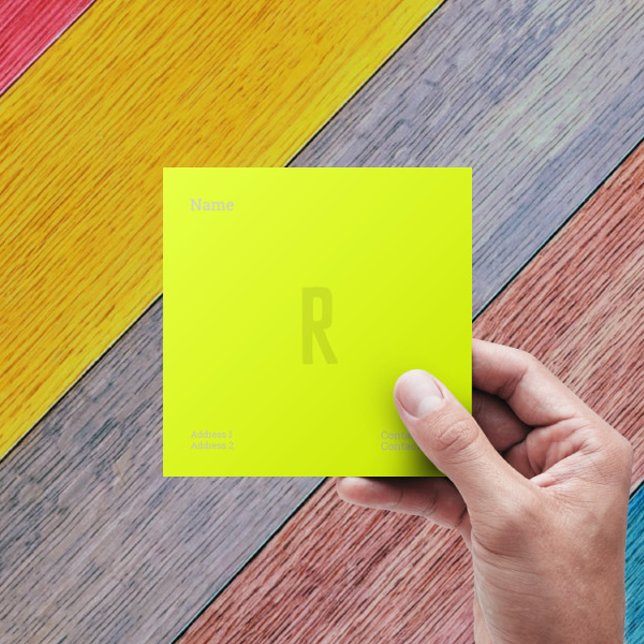 Tarjeta De Visita Cuadrada amarillo fluorescente - monograma personalizado au (Subido por el creador)