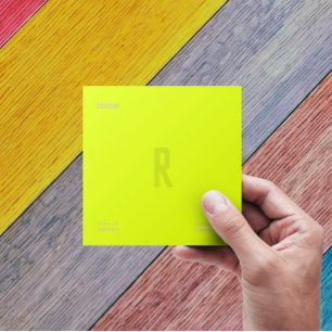 Tarjeta De Visita Cuadrada amarillo fluorescente - monograma personalizado en