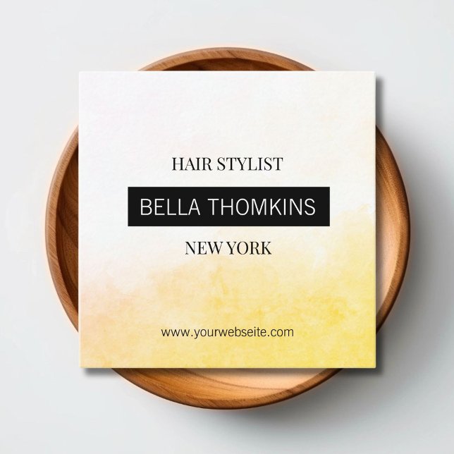 Tarjeta De Visita Cuadrada Amarillo ocre moderno (Modern Ombre Yellow Square Business Card)