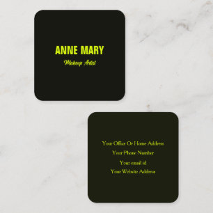 Tarjeta De Visita Cuadrada Amarillo Verde Negro Fluorescente Neon Colorido Co