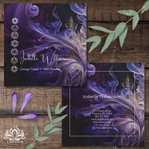Tarjeta De Visita Cuadrada Améthyst Chakras místicos Meditación Yoga Reiki