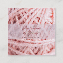 Tarjeta De Visita Cuadrada Amigurumi Yarn Pink Crochet