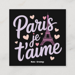 Tarjeta De Visita Cuadrada Amo París Je t'aime Eiffel Tower France T-Shirt