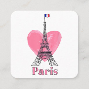 Tarjeta De Visita Cuadrada Amo París Torre Eiffel Francia Regalo