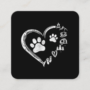 Tarjeta De Visita Cuadrada Amor Camping Perro Paw Imprimir Corazón Flip Flops