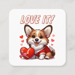 Tarjeta De Visita Cuadrada Amor de Corgi Adorable