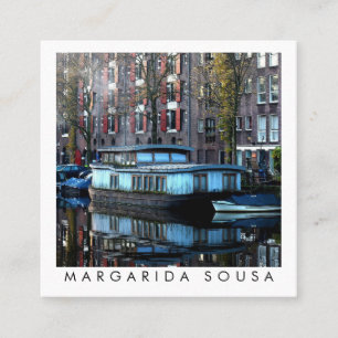 Tarjeta De Visita Cuadrada Ámsterdam Canalbarco fotografía turismo
