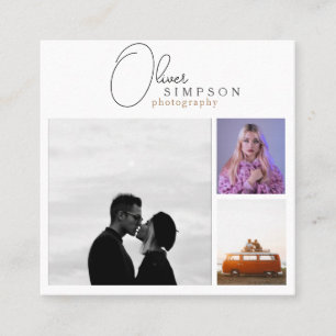 Tarjeta De Visita Cuadrada Añadir 3 fotografías de guiones QR