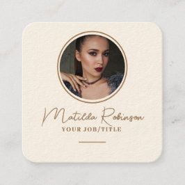 Tarjeta De Visita Cuadrada Añadir crema de firma de oro fotográfico circular