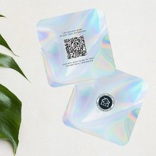 Tarjeta De Visita Cuadrada Añadir logotipo de marca Holográfico Código QR DIY