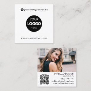 Tarjeta De Visita Cuadrada añadir tu logotipo foto código QR Medios sociales