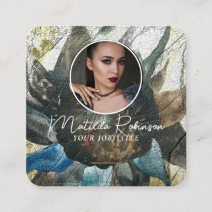 Tarjeta De Visita Cuadrada Añadir una foto circular firma de oro