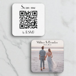 Tarjeta De Visita Cuadrada Analizar mi respuesta al código QR del Boda RSVP