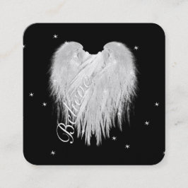 Tarjeta De Visita Cuadrada ANGEL WINGS 'Believe' Heart Black Starry Night