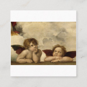 Tarjeta De Visita Cuadrada Angels Cherubs Raphael Santi Sistine Madonna Sweet