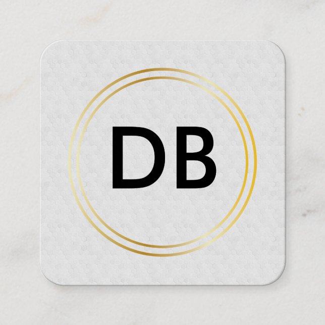 Tarjeta De Visita Cuadrada Anillo doble lux dorado clásico (Anverso)