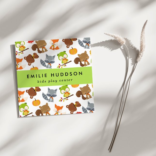 Tarjeta De Visita Cuadrada Animales Forestales, Centro de Juegos Infantiles,  (Subido por el creador)