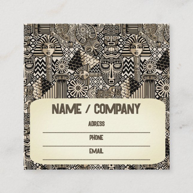 Tarjeta De Visita Cuadrada Antiguos Símbolos Históricos Estilo Tatuaje (Anverso)