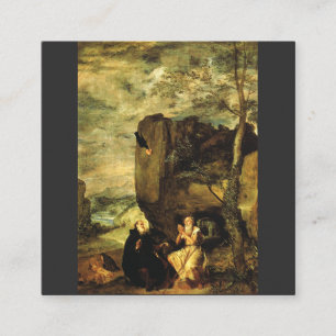 Tarjeta De Visita Cuadrada Antonio el Grande y Pablo de Tebas