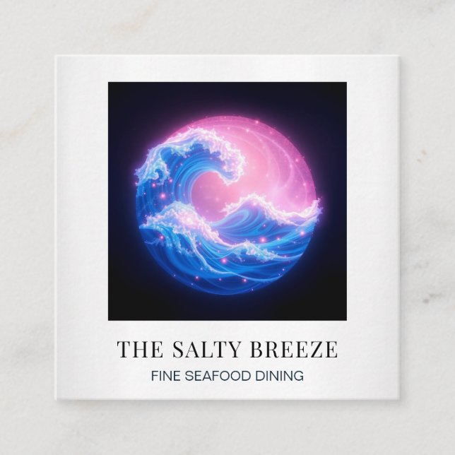 Tarjeta De Visita Cuadrada *~* AP13 Beach Vacation Rental Manager WAVE 91 (Anverso)