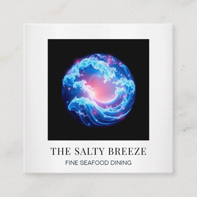 Tarjeta De Visita Cuadrada *~* AP13 Beach Wave Spa Masaje Reiki Yoga 107 (Anverso)