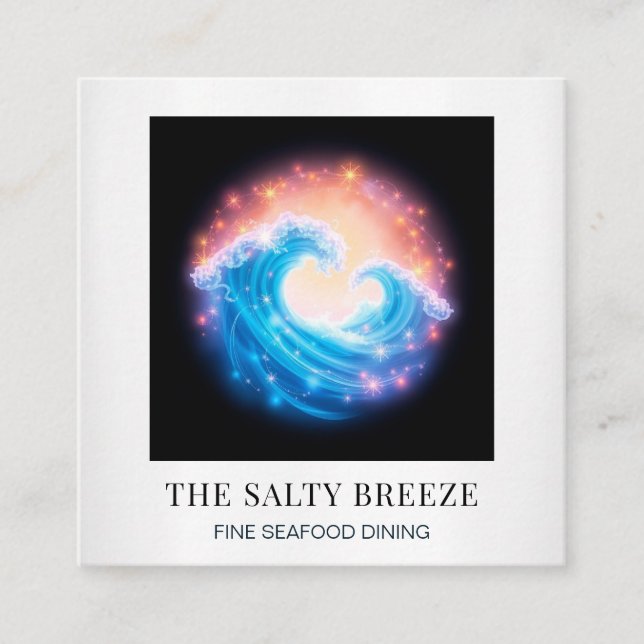 Tarjeta De Visita Cuadrada *~* AP13 Beach Wave Spa Masaje Reiki Yoga x (Anverso)