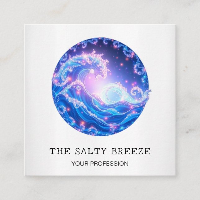 Tarjeta De Visita Cuadrada *~* AP13 Nautical Beach Dreamy Waves Sparkle 95 (Anverso)